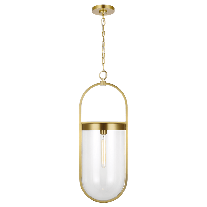 Blaine Large Pendant in Burnished Brass with Clear Glass