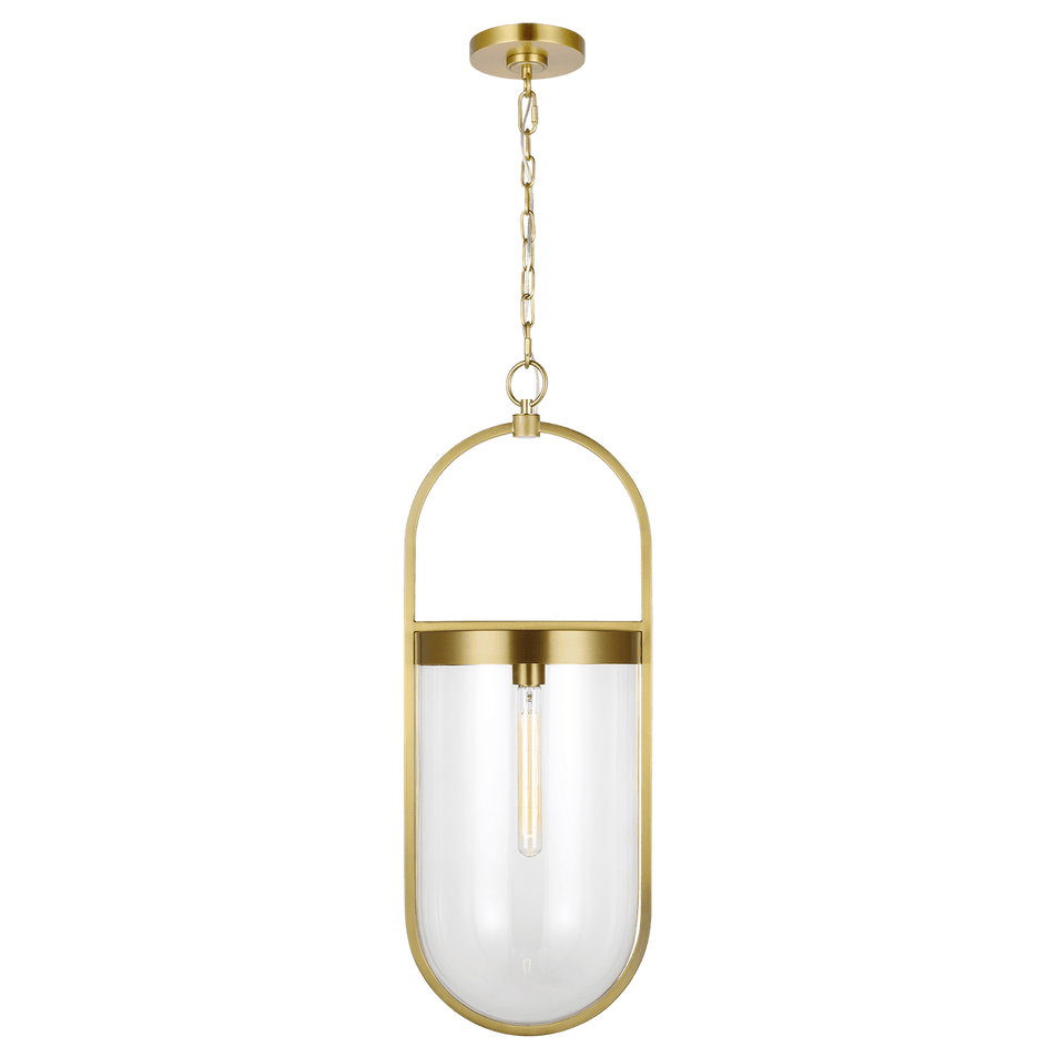 Blaine Large Pendant in Burnished Brass with Clear Glass