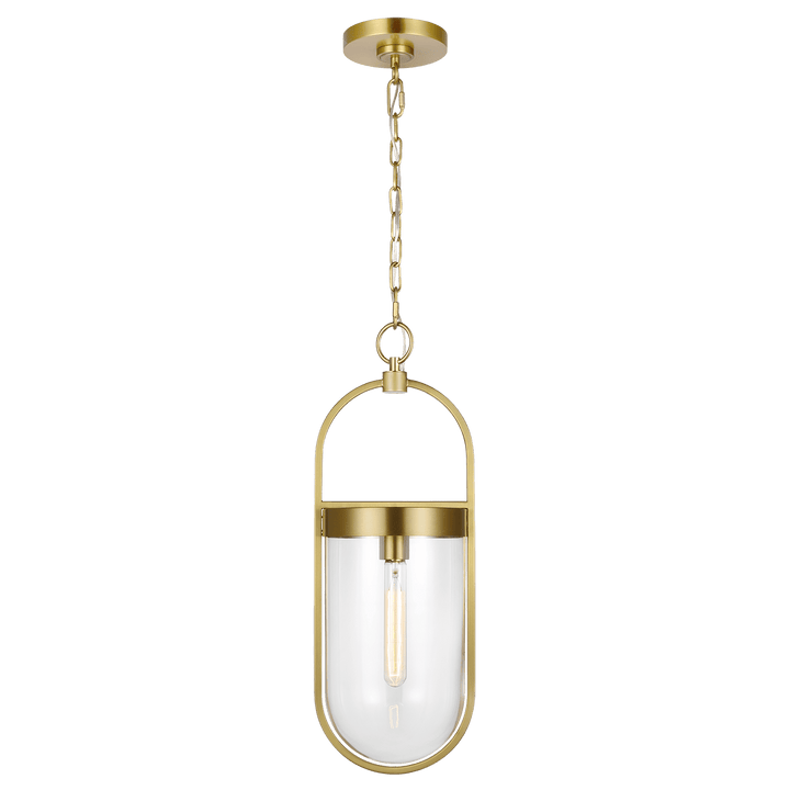 Blaine Small Pendant in Burnished Brass with Clear Glass