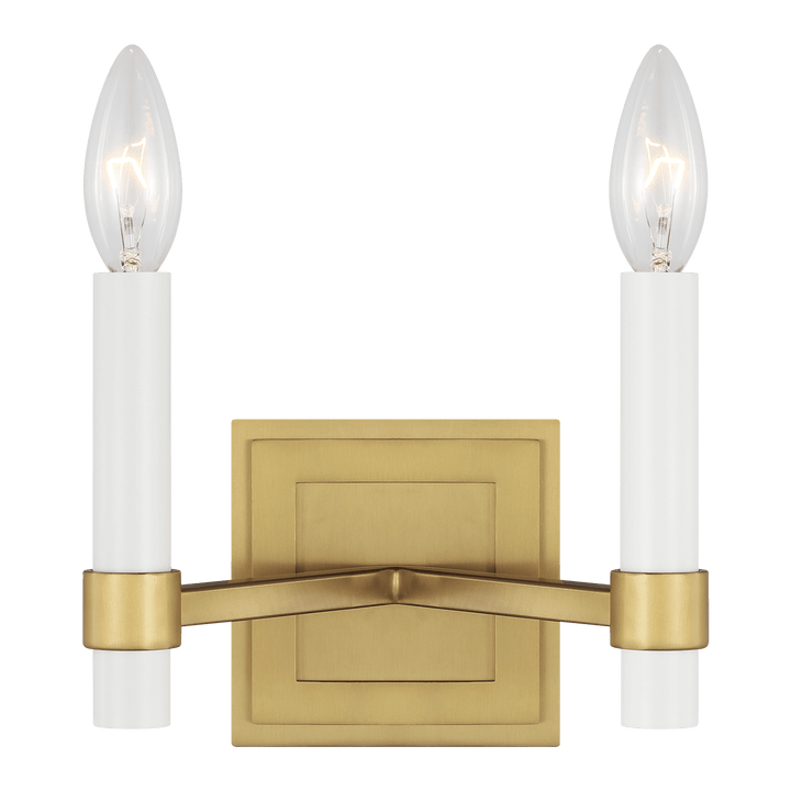 Marston Double Wall Sconce in Burnished Brass with No Option