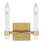 Marston Double Wall Sconce in Burnished Brass with No Option