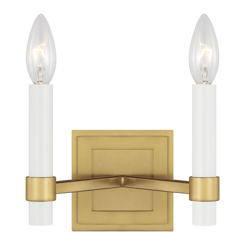 Marston Double Wall Sconce in Burnished Brass with No Option
