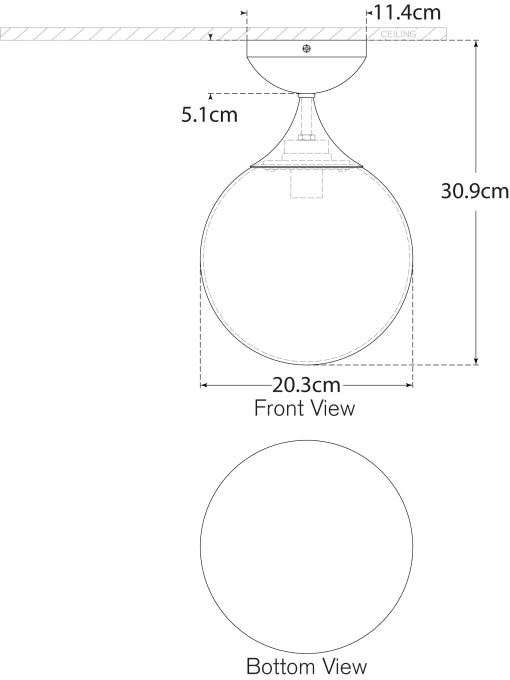 Настінно-стельовий світильник Cristol Small Single Flush Mount Креслення