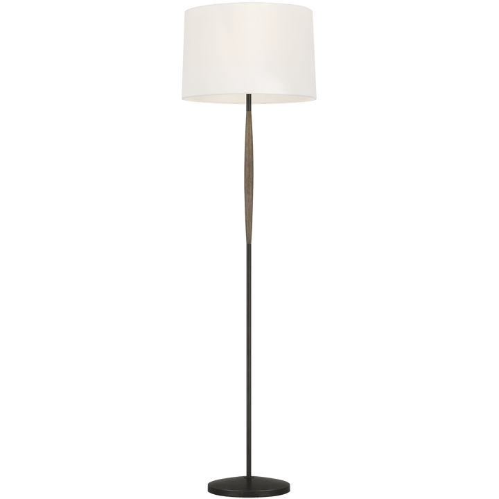 Ferrelli Floor Lamp in Weathered Oak Wood with Linen Shade