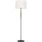 Ferrelli Floor Lamp in Weathered Oak Wood with Linen Shade