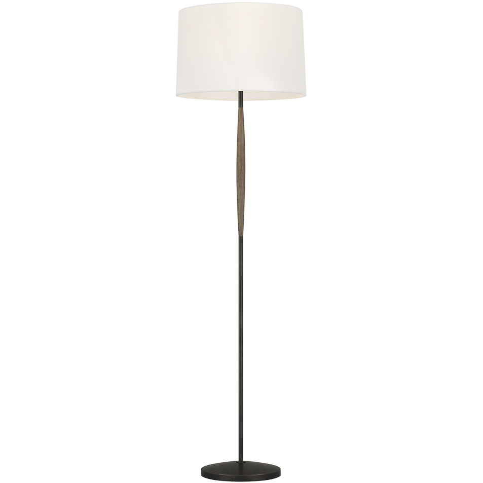 Ferrelli Floor Lamp in Weathered Oak Wood with Linen Shade