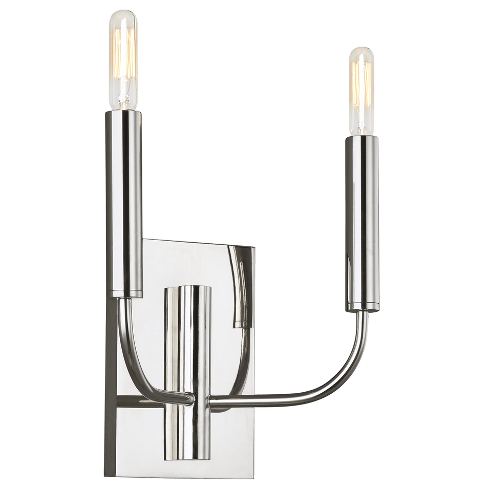 Brianna Double Sconce in Polished Nickel with Linen Shades