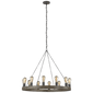 Avenir Medium Chandelier in Weathered Oak Wood and Antique Forged Iron