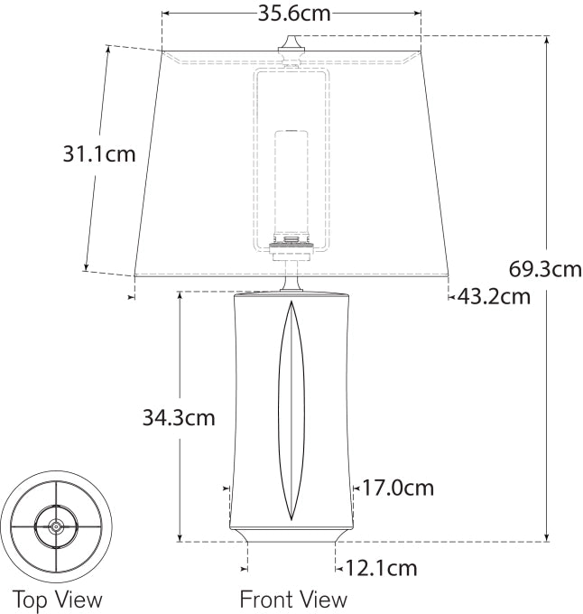 Настільна лампа Figlia 27" Cordless V-Cut Round Креслення