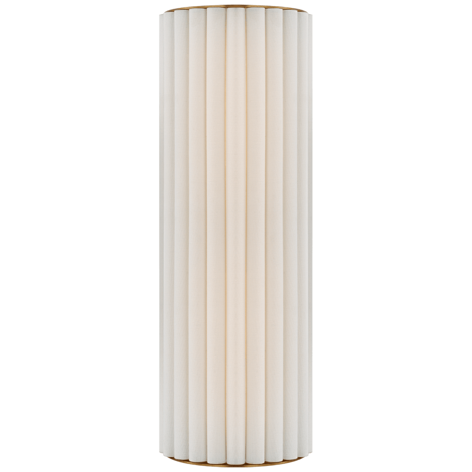 Palati Large Tall Sconce in Hand-Rubbed Antique Brass with Linen Shade
