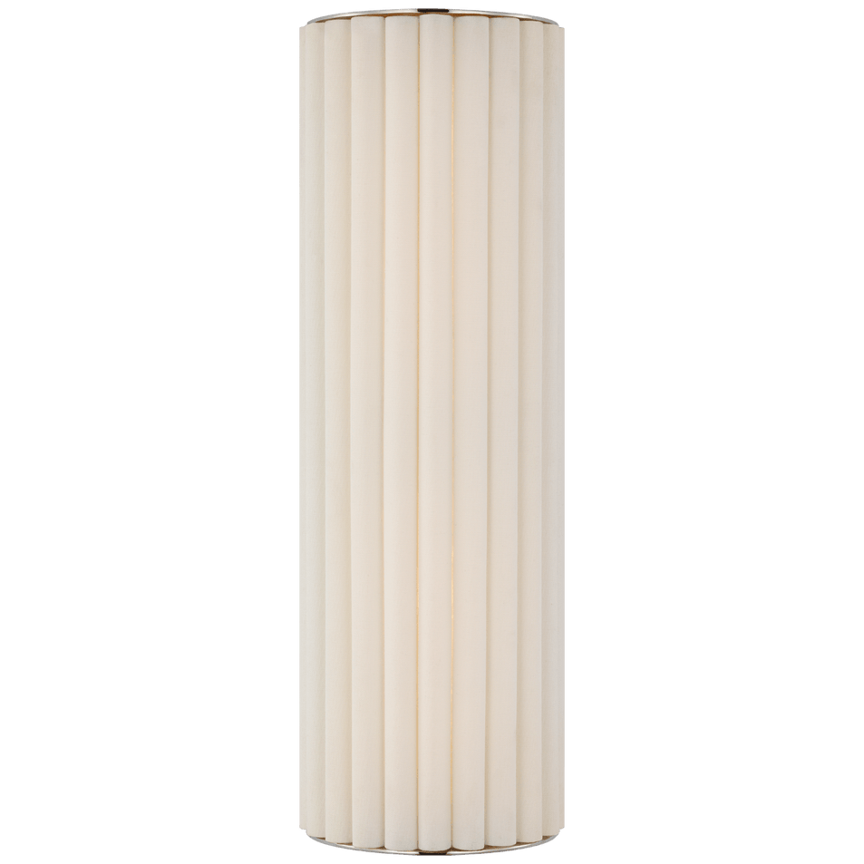 Palati Large Tall Sconce in Polished Nickel with Linen Shade