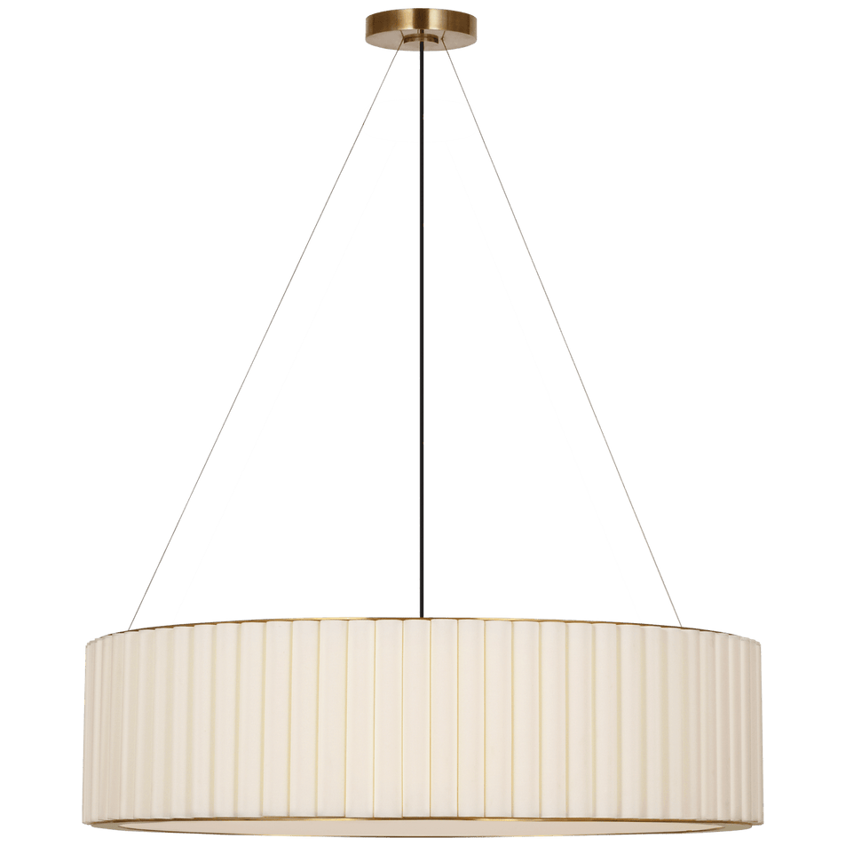 Palati Extra Large Hanging Shade in Hand-Rubbed Antique Brass with Linen Shade