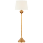Alberto Large Floor Lamp in Antique Gold Leaf with Linen Shade