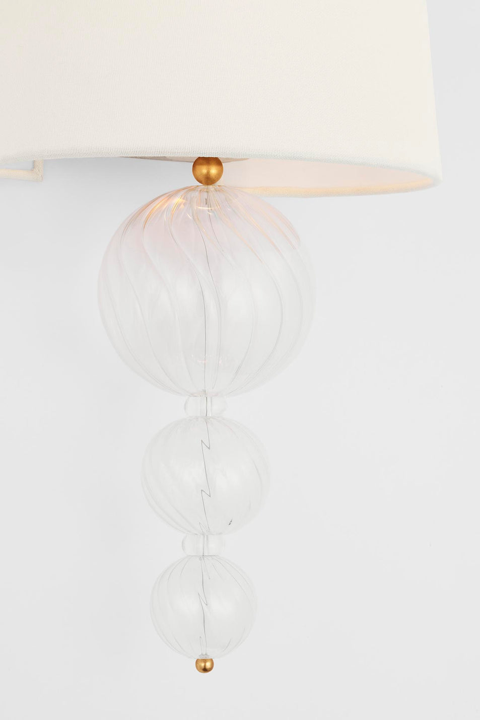 Talia 18" Sconce in Gild and Clear Swirled Glass with Linen Shade
