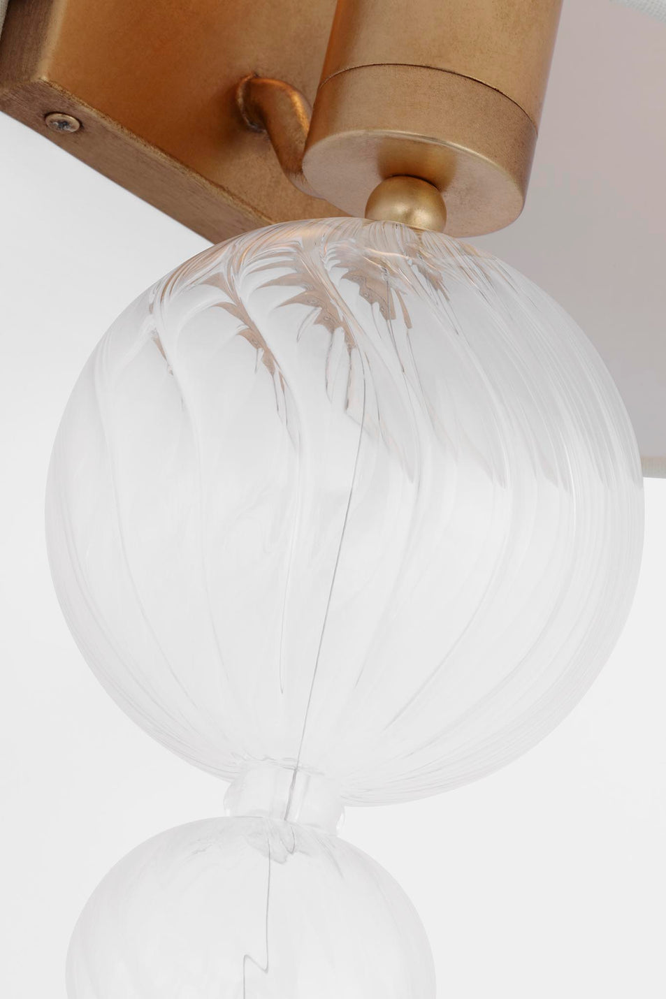 Talia 18" Sconce in Gild and Clear Swirled Glass with Linen Shade