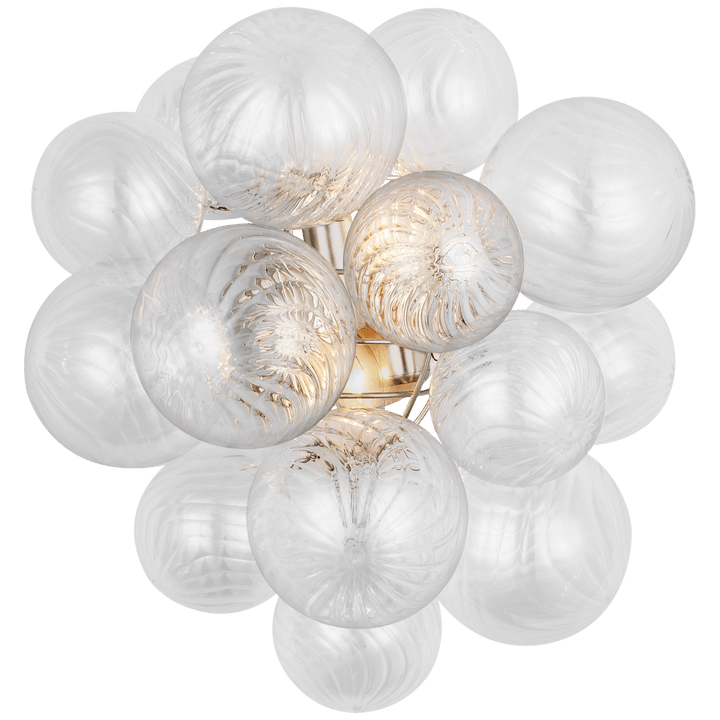 Talia Medium Sconce in Burnished Silver Leaf with Clear Swirled Glass