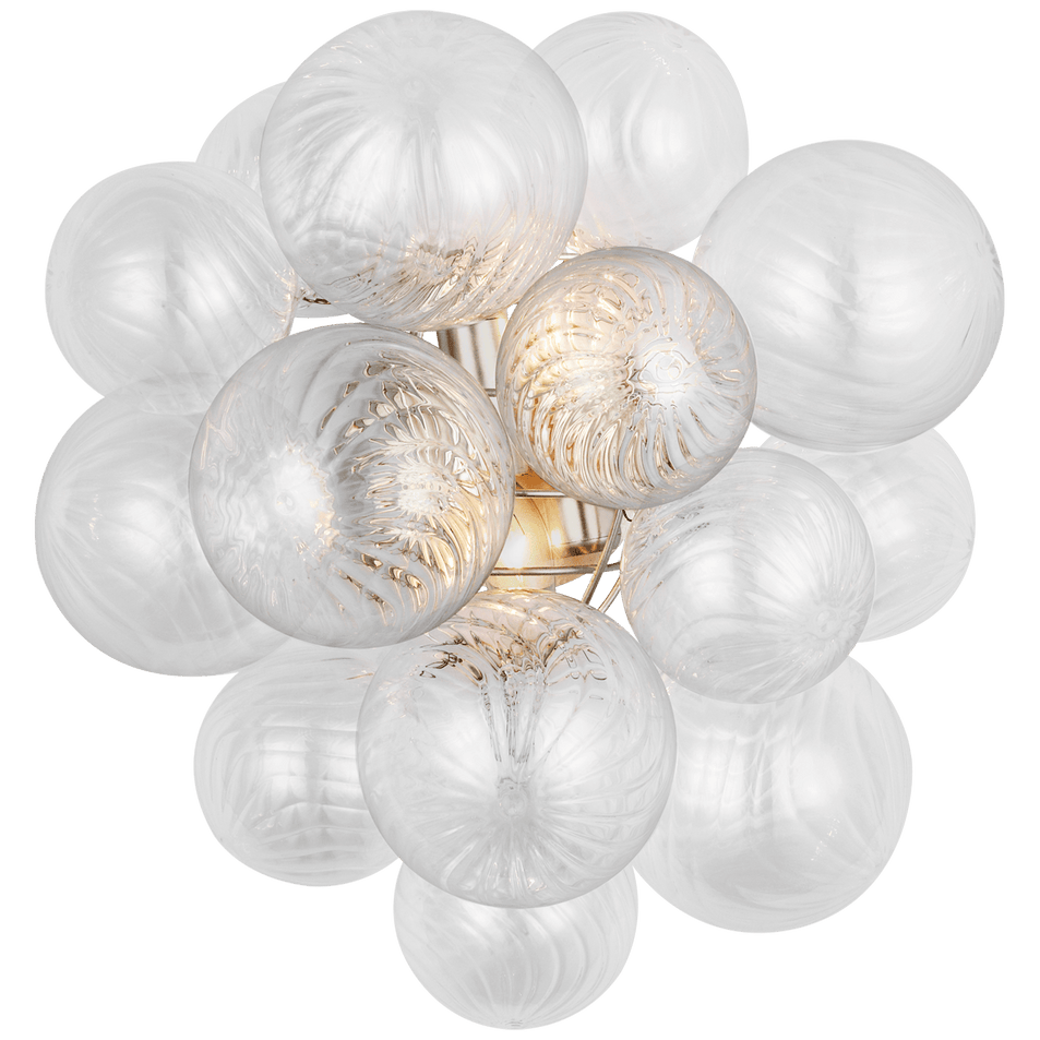 Talia Medium Sconce in Burnished Silver Leaf with Clear Swirled Glass
