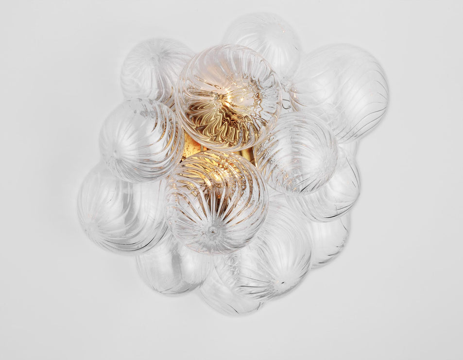 Talia Medium Sconce in Gild with Clear Swirled Glass