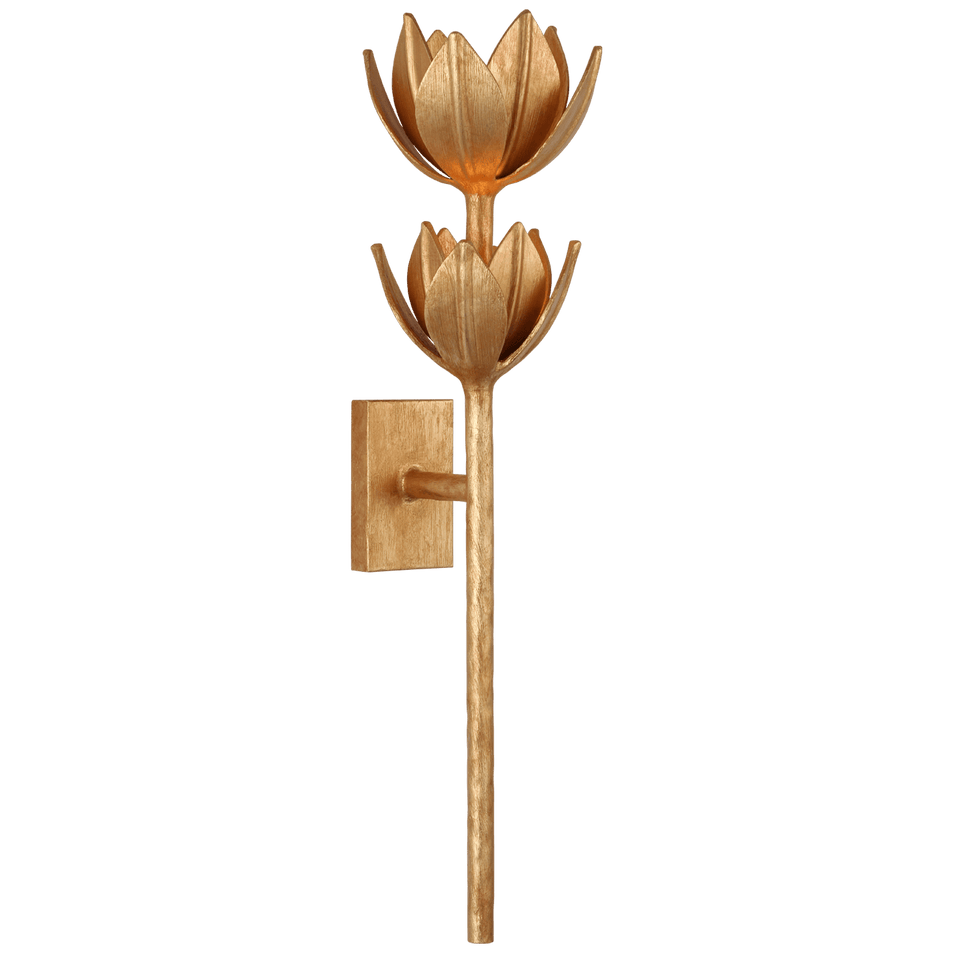 Alberto Large Two Tier Sconce in Antique Gold Leaf
