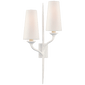 Iberia Double Right Sconce in Plaster White with Linen Shades