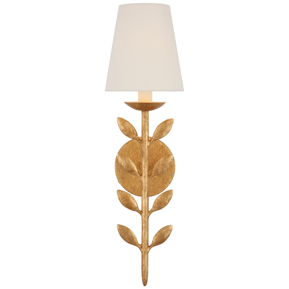 Avery 20" Sconce Antique Gold Leaf with Linen Shade