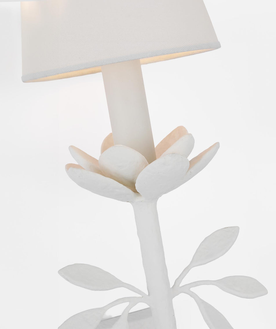 Clementine 22" Tail Sconce in Plaster White with Linen Shade