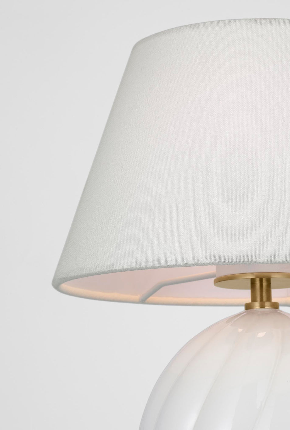 Talia 13" Cordless Accent Lamp in White Glass with Linen Shade