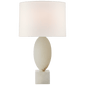 Versa Large Table Lamp in Alabaster with Linen Shade