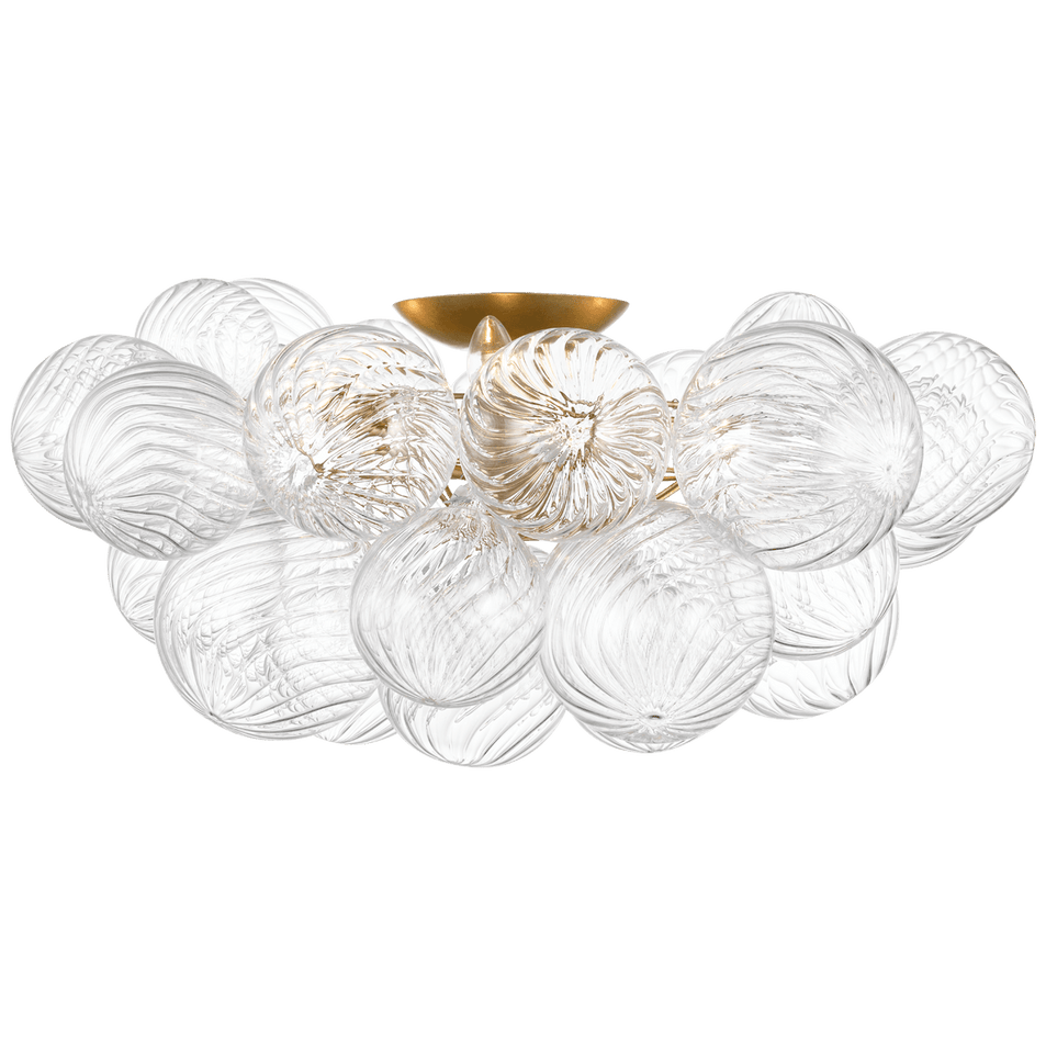 Talia 25" Flush Mount in Gild and Clear Swirled Glass