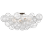 Talia 38" Flush Mount in Burnished Silver Leaf and Clear Swirled Glass