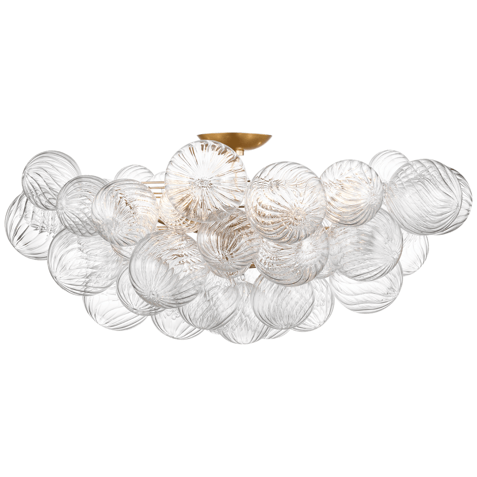Talia 38" Flush Mount in Gild and Clear Swirled Glass