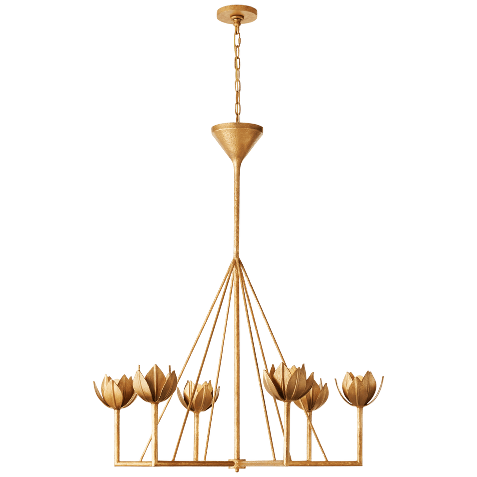 Alberto Large Single Tier Chandelier in Antique Gold Leaf