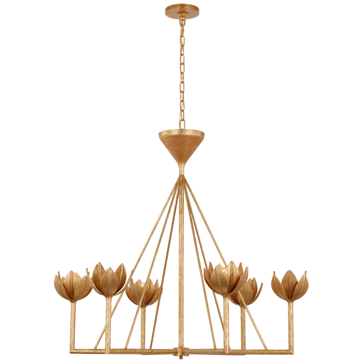Alberto Large Low Ceiling Chandelier in Antique Gold Leaf
