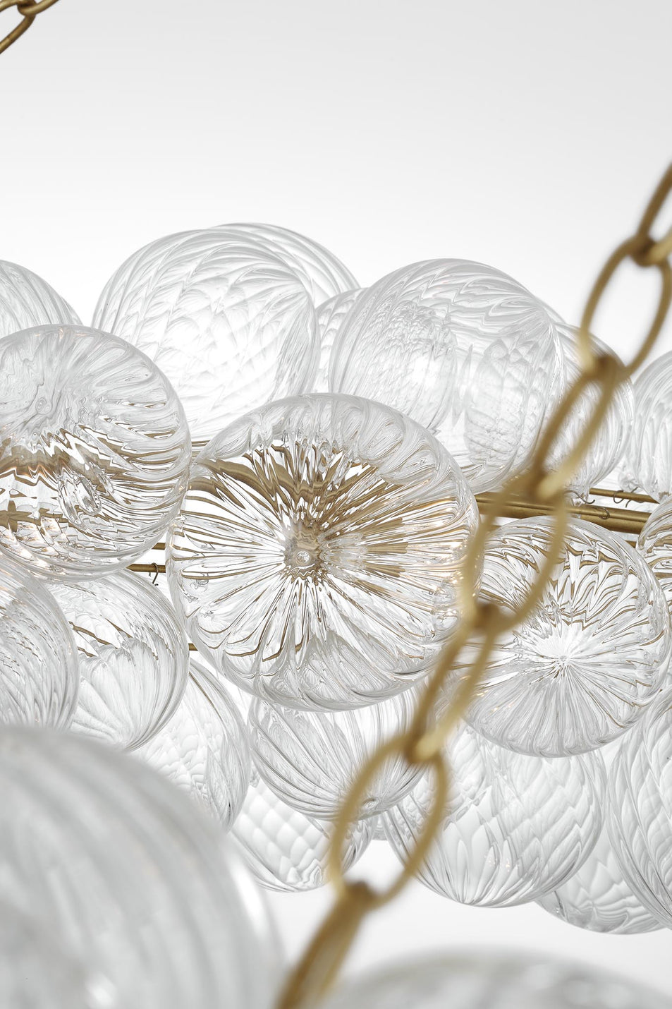 Talia 63" Ring Chandelier in Gild and Clear Swirled Glass