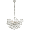 Talia Medium Chandelier in Plaster White and Clear Swirled Glass