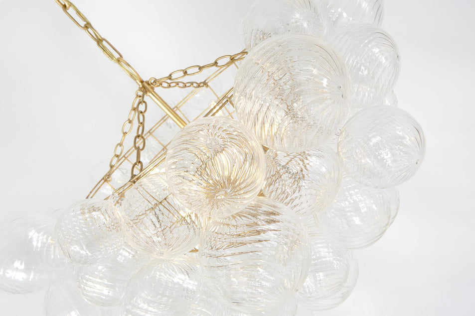 Talia Large Chandelier in Gild and Clear Swirled Glass