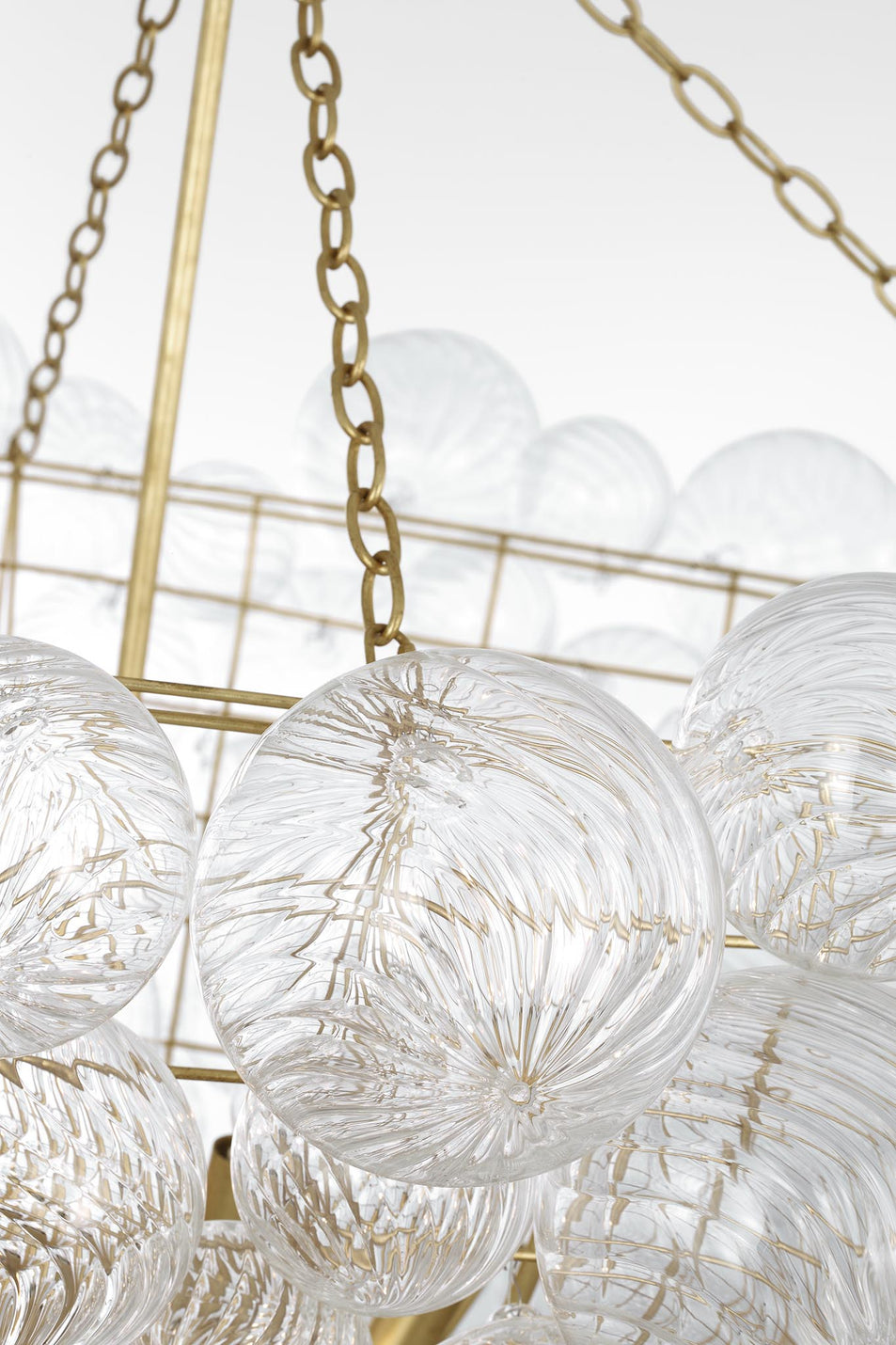 Talia 56" Chandelier in Gild and Clear Swirled Glass