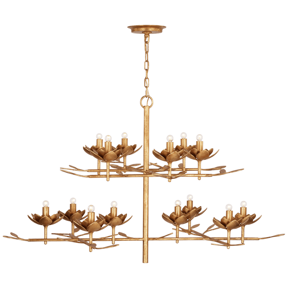 Clementine 53" Tiered Chandelier in Antique Gold Leaf