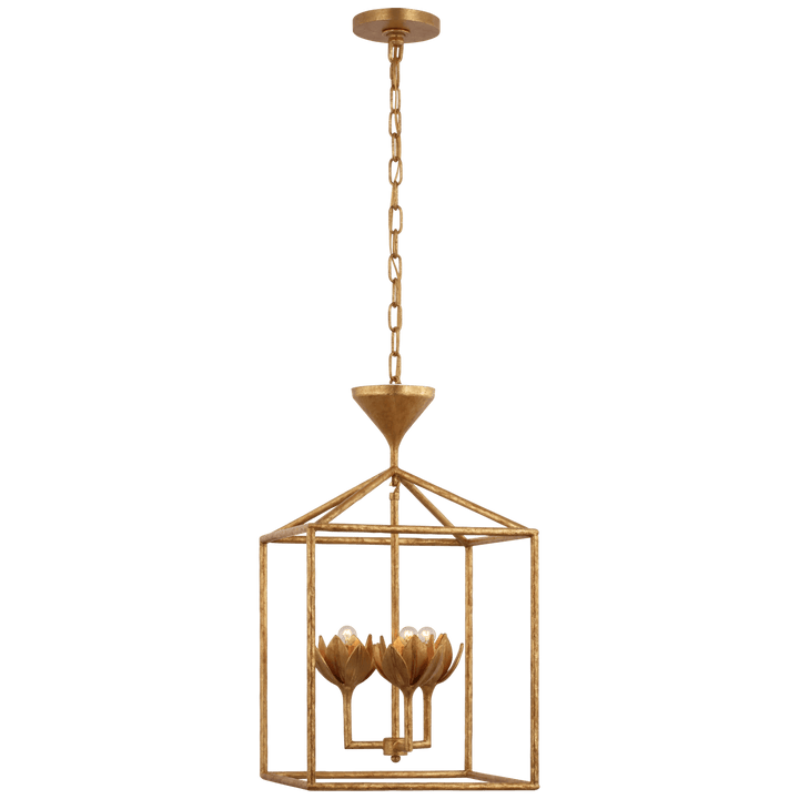 Alberto Small Open Cage Lantern in Antique Gold Leaf