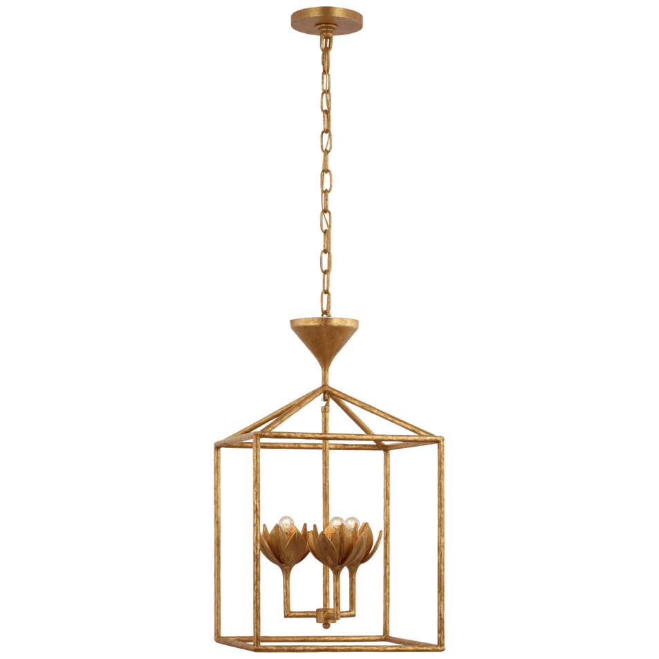 Alberto Small Open Cage Lantern in Antique Gold Leaf
