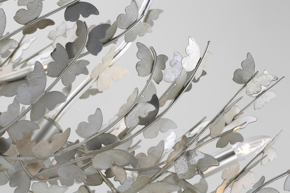 Farfalle Large Linear Chandelier in Burnished Silver Leaf
