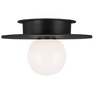 Nodes Small Flush Mount in Midnight Black with White Glass