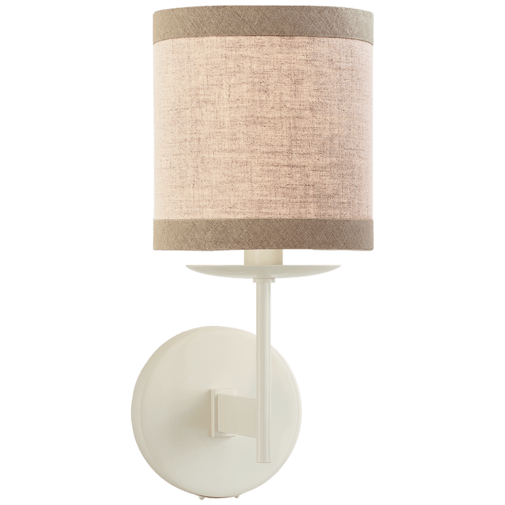 Walker Small Sconce in Light Cream with Natural Linen Shade
