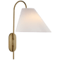 Kinsley Large Articulating Wall Light in Soft Brass with Linen Shade