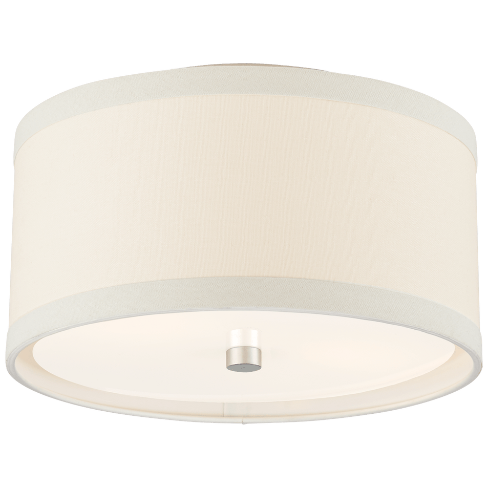 Walker Small Flush Mount in Burnished Silver Leaf with Cream Linen Shade