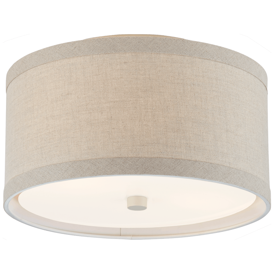 Walker Small Flush Mount in Light Cream with Natural Linen Shade