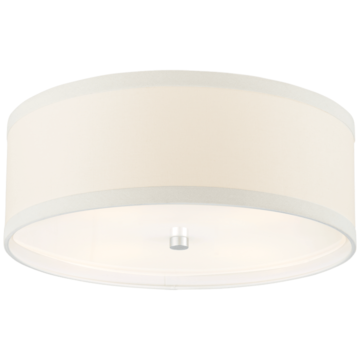 Walker Medium Flush Mount in Burnished Silver Leaf with Cream Linen Shade