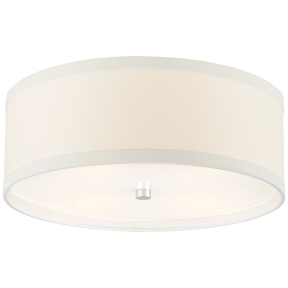 Walker Medium Flush Mount in Burnished Silver Leaf with Cream Linen Shade