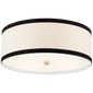 Walker Medium Flush Mount in Gild with Cream Linen with Black Linen Trim