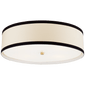 Walker Large Flush Mount in Gild with Cream Linen Shade with Black Linen Trim
